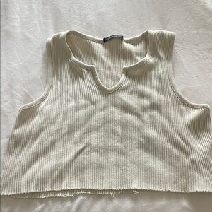 Brandy Melville Cream Ribbed Crop Top